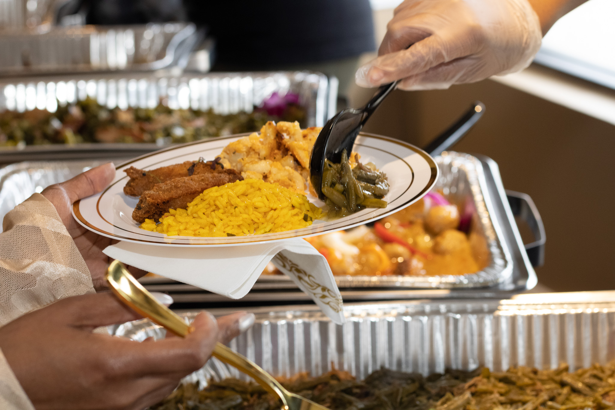 Southern catering buffet setup by Mildred & Dottie's Kitchen in Waldorf Maryland